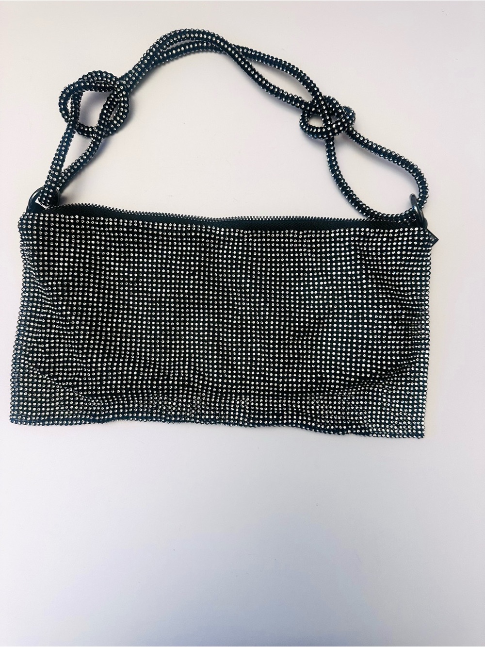 NWOT MIDNIGHT SPARKLE — Rhinestone Mesh Glam Shoulder/Wrist Bag